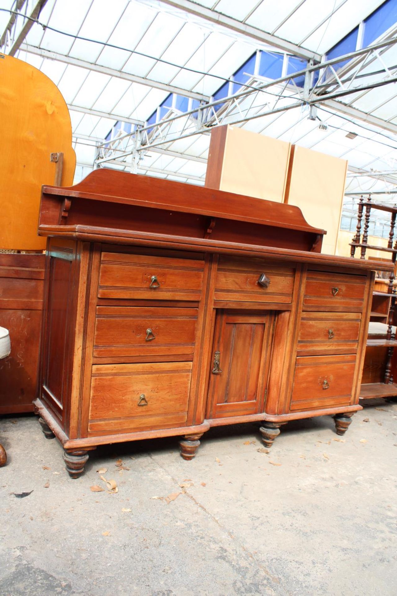 A LATE VICTORIAN MAHOGANY SIDEBOARD WITH RAISED BACK 60" WIDE - Image 2 of 3
