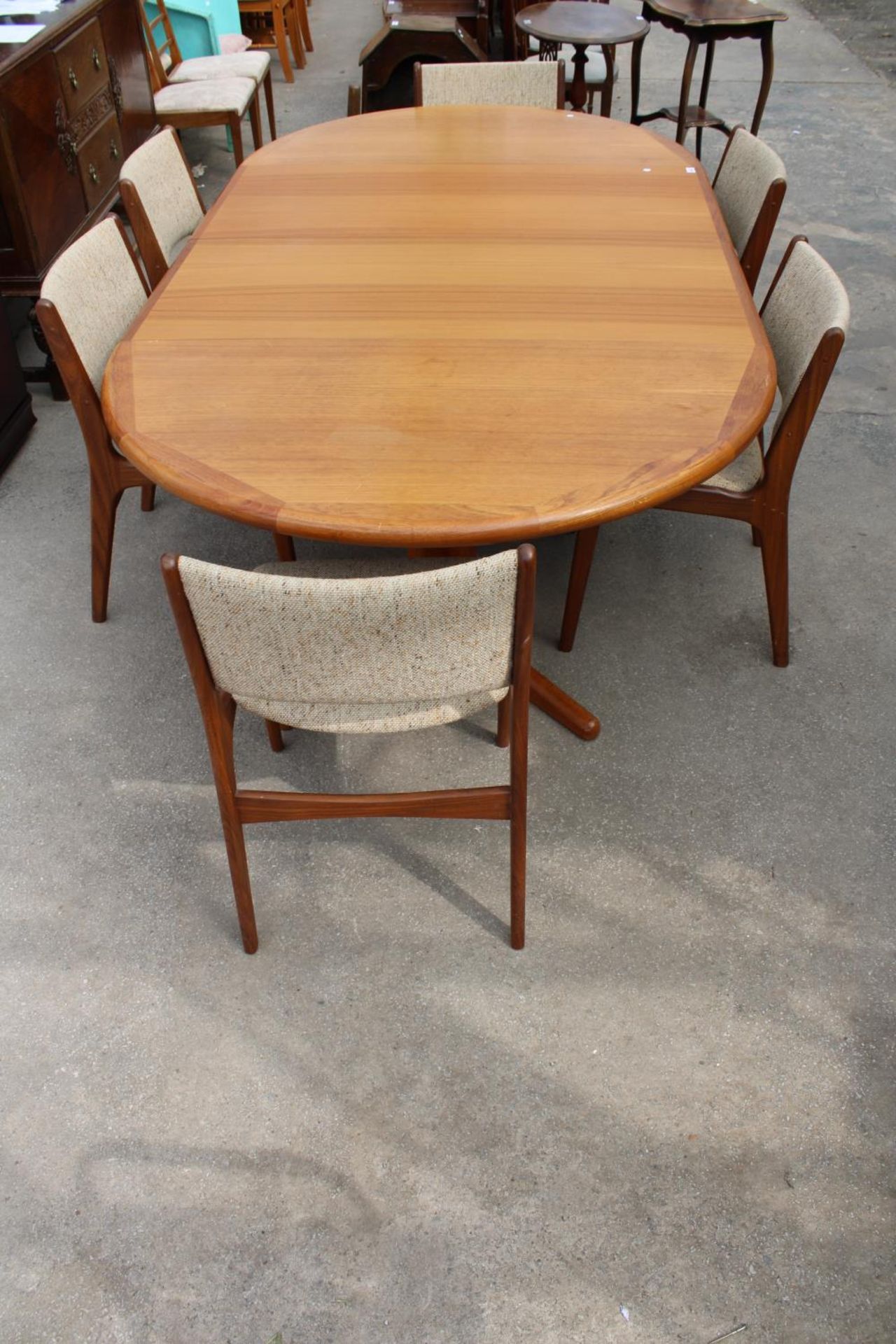 A ROSENGAARDEN (DENMARK) RETRO TEAK EXTENDING DINING TABLE 48" X 49" (TWO LEAVES 21" EACH) ON - Image 2 of 6