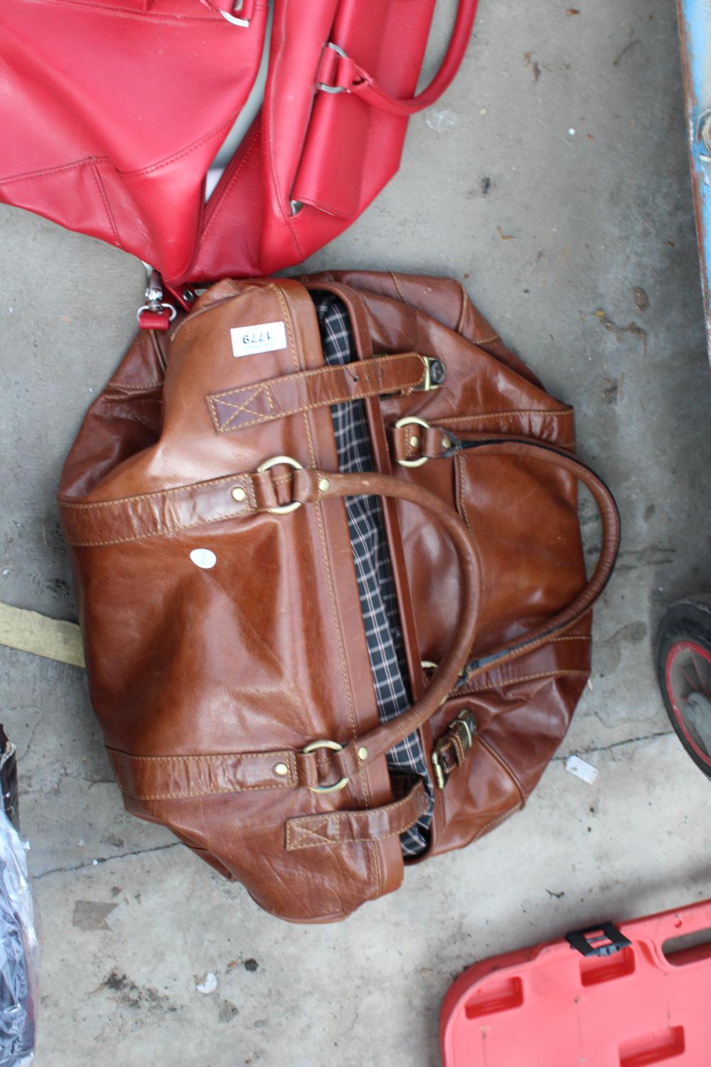 TWO LEATHER HOLDALLS - Image 2 of 2
