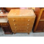 A MID 20TH CENTURY LIGHT OAK CHEST OF FOUR DRAWERS BEARING B.S.STANDARD KITE MARK, 30" WIDE