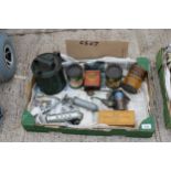 AN ASSORTMENT OF VINTAGE OIL CANS AND GREASE GUNS ETC