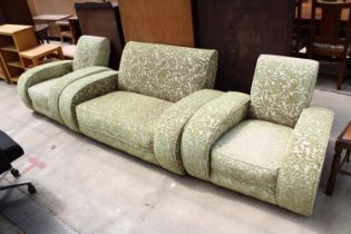 AN ART DECO STYLE THREE PIECE LOUNGE SUITE