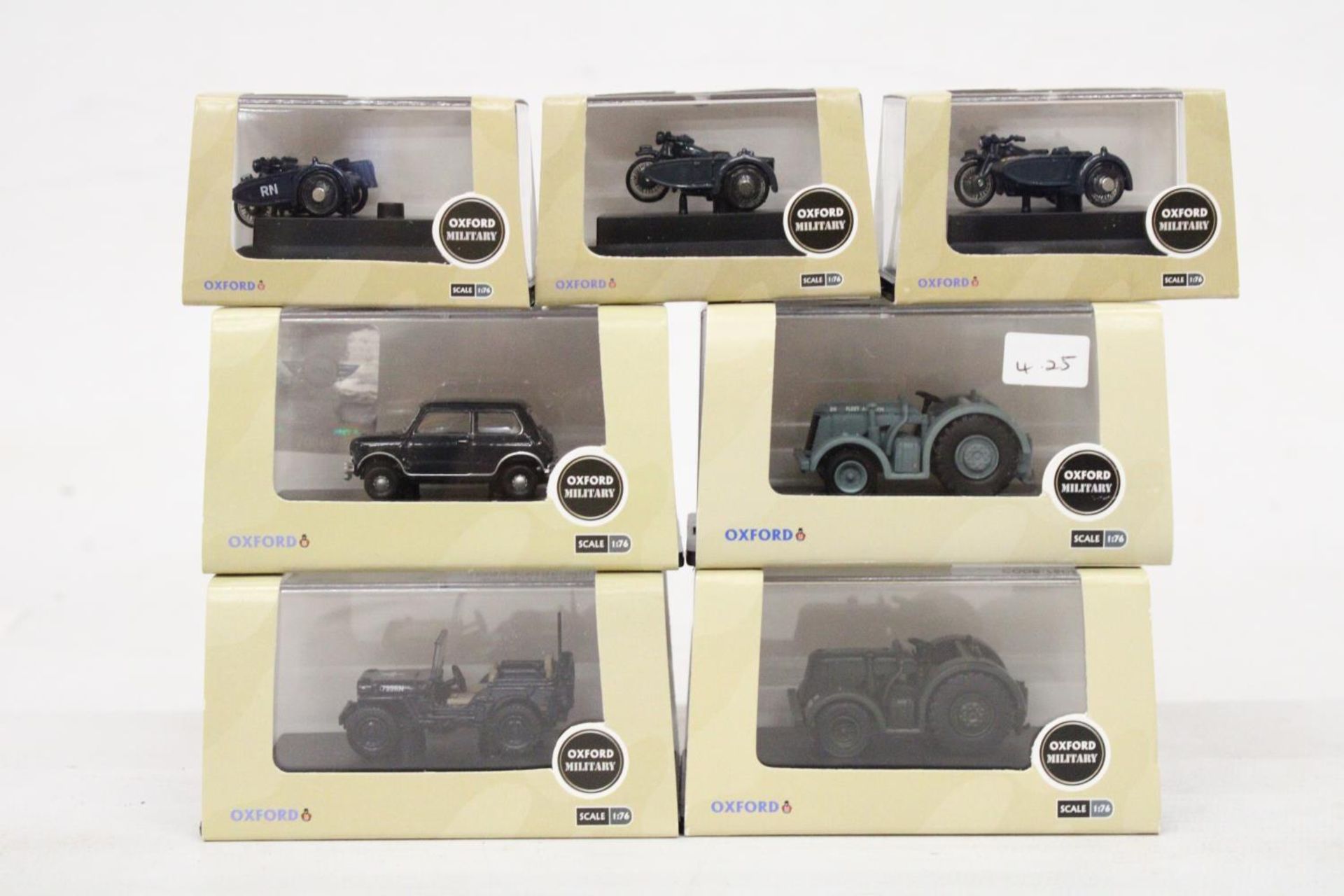 EIGHT AS NEW AND BOXED OXFORD MILITARY VEHICLES