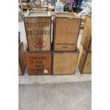 FOUR VINTAGE WOODEN TEA CHESTS