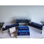 THREE BOXED STOBART WAGONS (ONE WITH COA) AND FOUR CONTAINERS