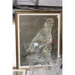 A FRAMED LIMITED EDITION PRINT (204/500) SIGNED GORDAN HOWARD - CHEETAHS IN THE WILD