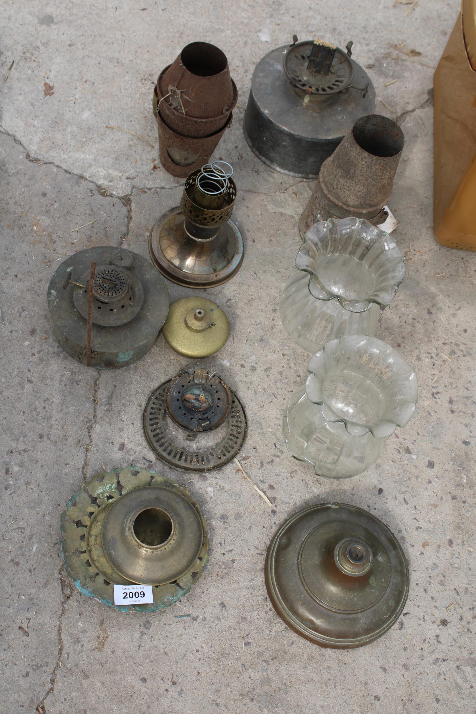 AN ASSORTMENT OF VINTAGE OIL LAMP SPARES