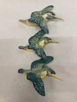 THREE DESCENDING BESWICK KINGFISHER WALL PLAQUES