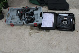 A PROFORMANCE BATTERY DRILL AND A CAMPING STOVE