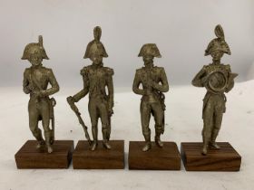 FOUR HEAVY SOLID ITALIAN MADE 5" PEWTER SOLDIERS