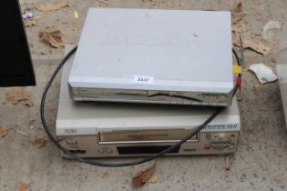 A MAXIM DVD PLAYER AND A SANYO VHS PLAYER