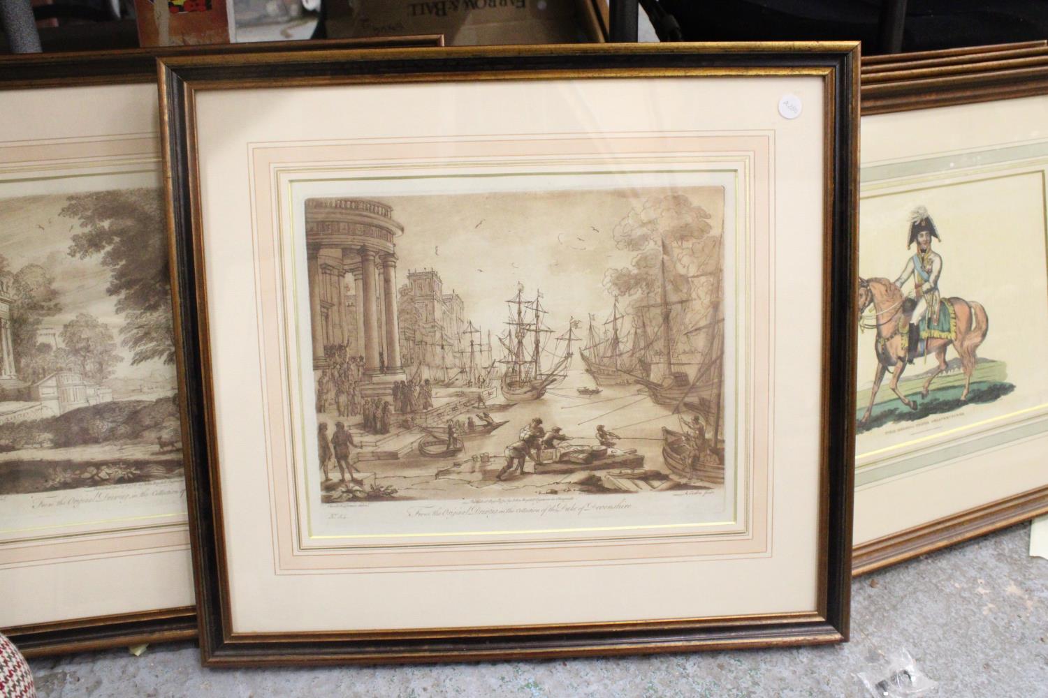 TWO VINTAGE FRAMED PRINTS TAKEN FROM THE ORIGINAL DRAWING, IN THE COLLECTION OF THE DUKE OF - Image 2 of 6