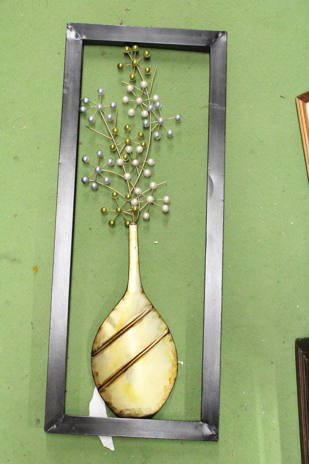 A MODERN WALL HANGING WITH 3-D VASE, 40CM X 100CM - Image 2 of 4