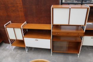 A STAPLES LADDERAX RECORD CABINET, DRAWER AND STORAGE CUPBOARD