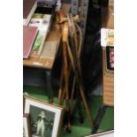 A QUANTITY OF EIGHT VINTAGE WOODEN WALKING STICKS