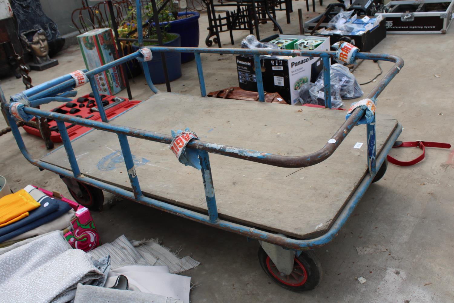 A METAL FRAMED FOUR WHEELED MARKET GARDENERS TROLLEY - Image 2 of 2
