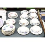 A QUANTITY OF ROYAL WORCESTER 'PALMYRA', SOUP COUPES AND SAUCERS, PLUS 'EVESHAM', SAUCERS AND SIDE