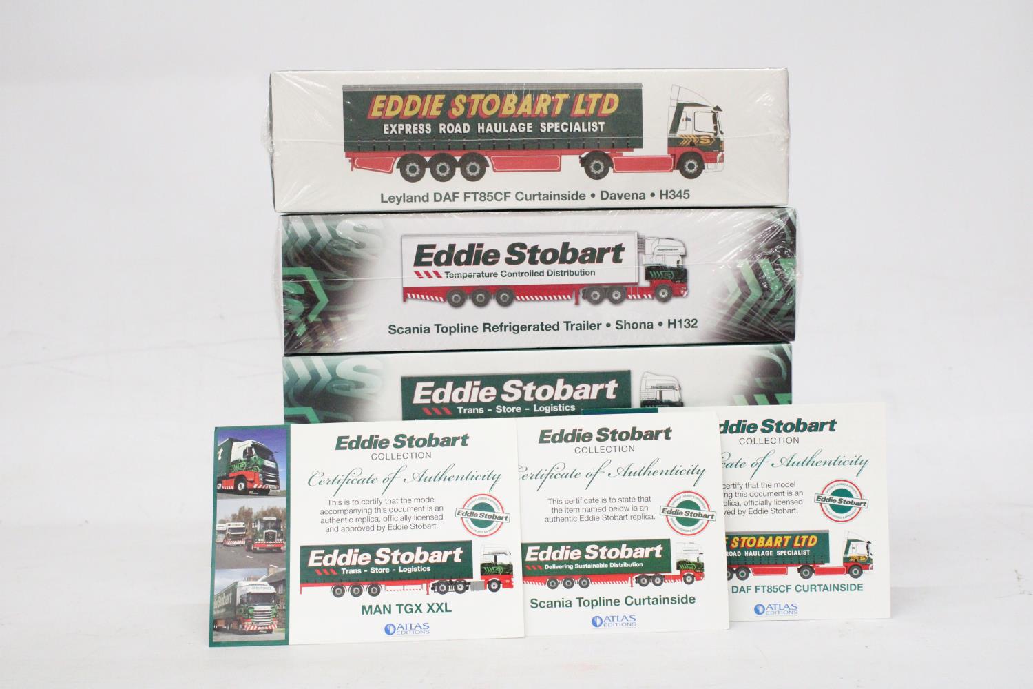 FOUR AS NEW BOXED EDDIE STOBART NAMED WAGONS TO INCLUDE A SCANIA TOPLINE REFRIGERATED TRAILER, A - Image 2 of 6