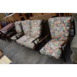 AN ERCOL STYLE COTTAGE THREE PIECE SUITE