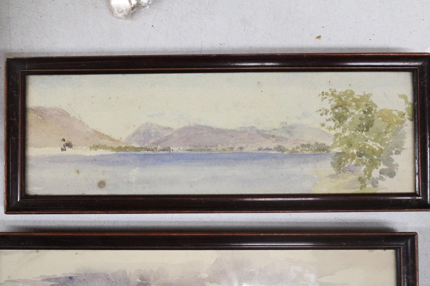 TWO FRAMED VINTAGE WATER COLOURS, BOTH FRAMES STAMPED "GEORGE-HUGHES" FINE ART DEALER, BEWICK HOUSE. - Image 2 of 3