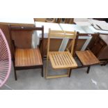 THREE VARIOUS MID 20TH CENTURY FOLDING CHAIRS