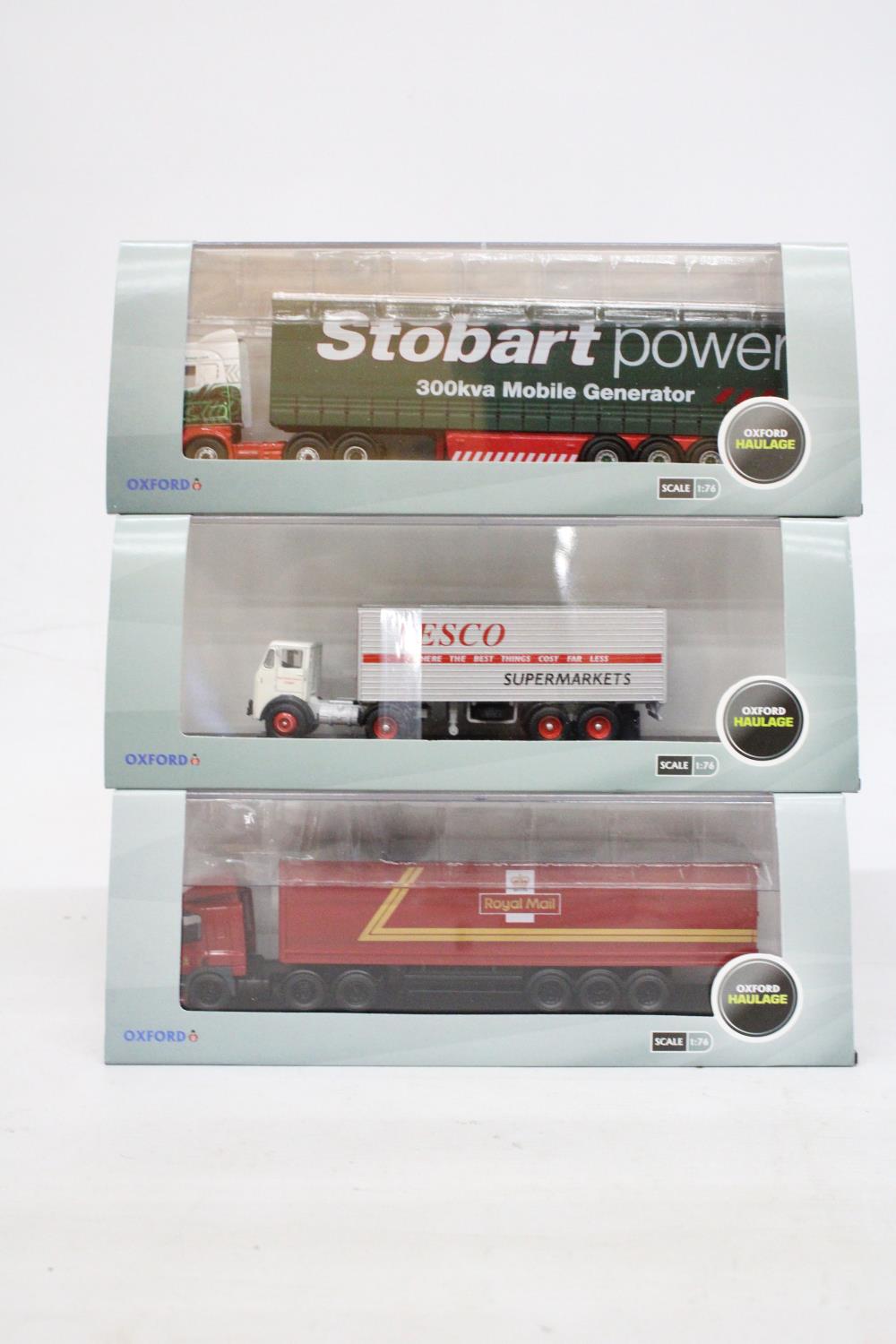 THREE AS NEW AND BOXED OXFORD HAULAGE WAGONS