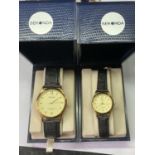 A PAIR OF HIS AND HERS SEKONDA WRIST WATCHES IN PRESENTATION BOXES
