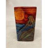 AN ANITA HARRIS HAND PAINTED AND SIGNED IN GOLD MERMAID VASE