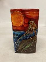 AN ANITA HARRIS HAND PAINTED AND SIGNED IN GOLD MERMAID VASE