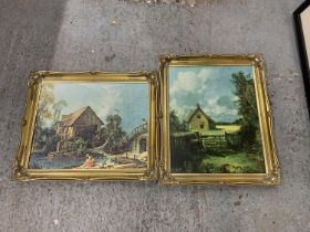 TWO COUNTRYSIDE SCENES IN ORNATE GOLD FRAMES