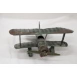 A U.S.A TIN PLATE BI-PLANE APPROXIMATELY 13CM HIGH BY 23CM LONG