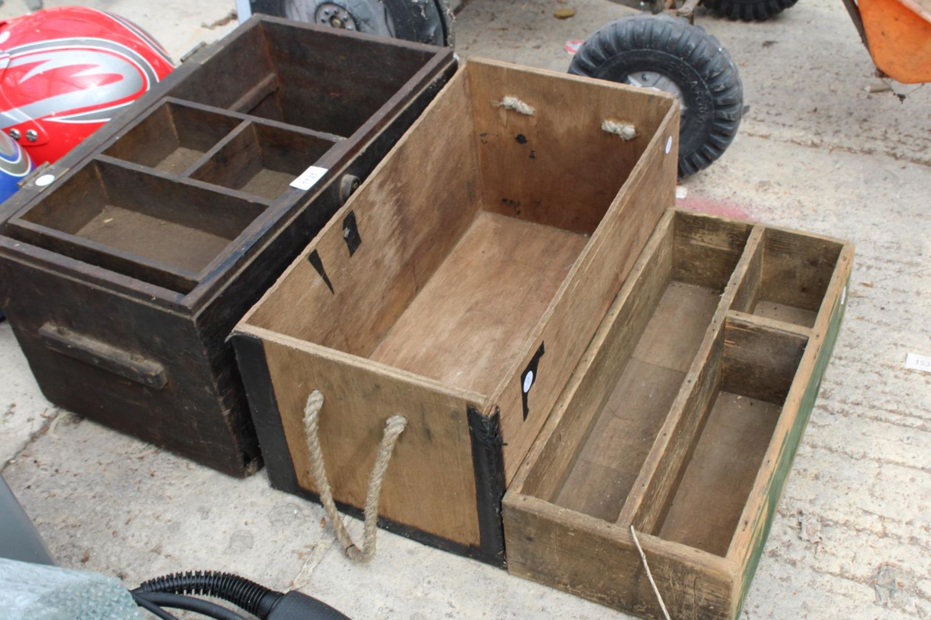 THREE VINTAGE WOODEN CRATES AND TOOL CHESTS - Image 2 of 2