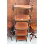 A VICTORIAN ROSEWOOD AND MAHOGANY FIVE TIER WHATNOT