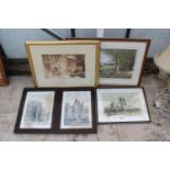 FIVE VARIOUS FRAMED PRINTS AND PICTURES