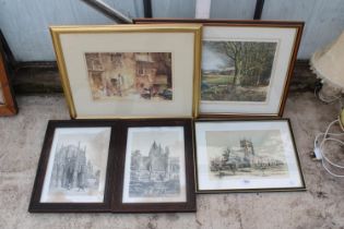 FIVE VARIOUS FRAMED PRINTS AND PICTURES