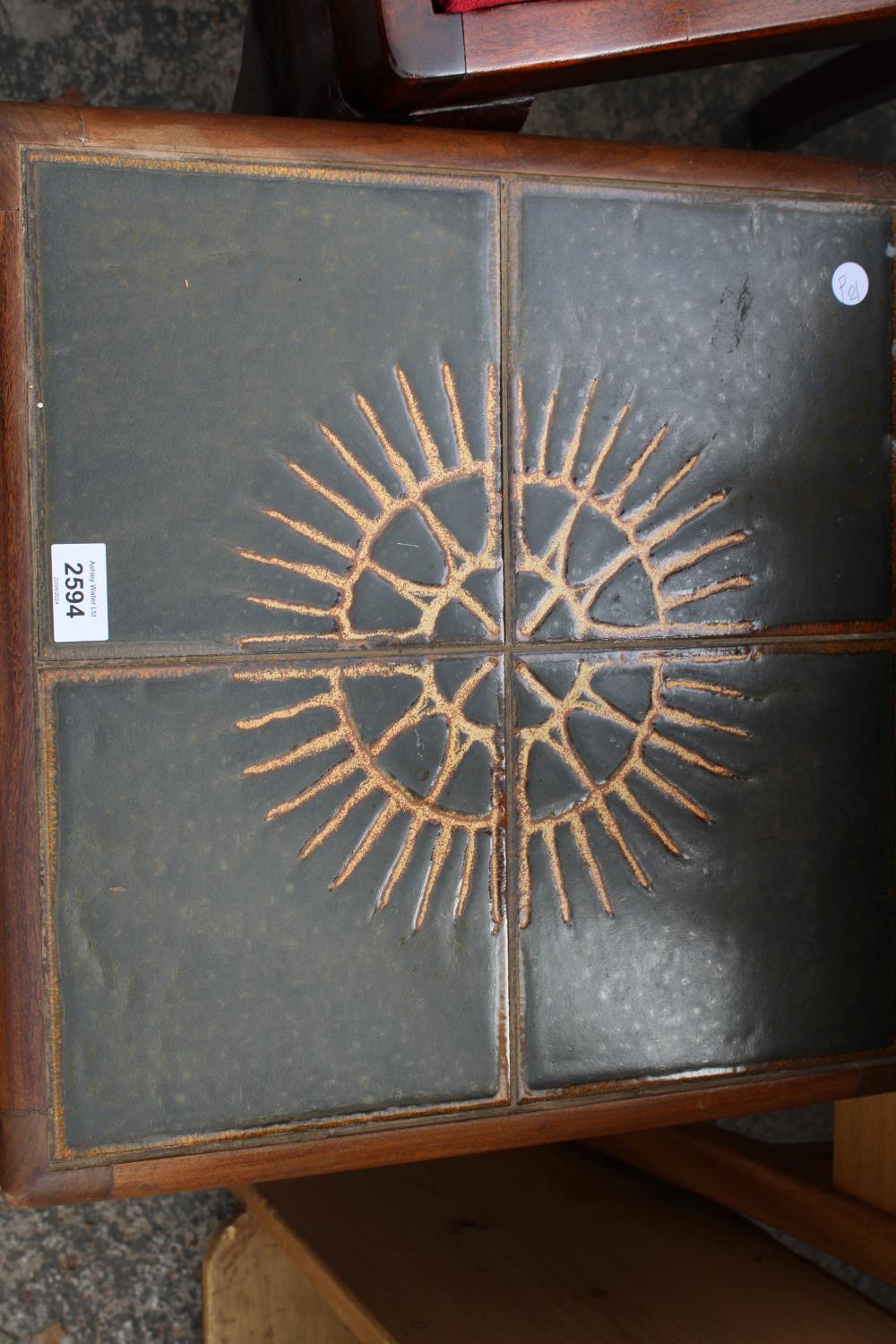 A RETRO TEAK TILED TOP LAMP TABLE, 18" SQUARE - Image 2 of 2