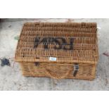 A WICKER FORTNAM AND MASON PICNIC HAMPER