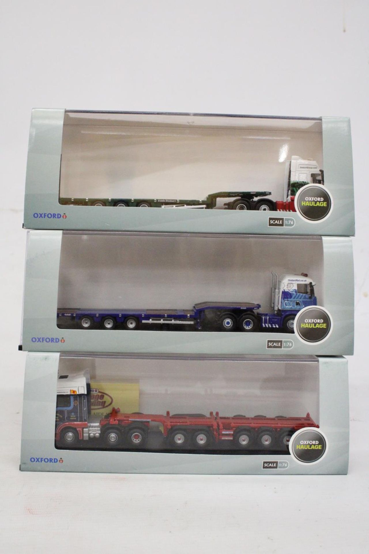 THREE AS NEW AND BOXED OXFORD HAULAGE WAGONS