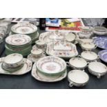 A LARGE SPODE COPELAND "CHINESE ROSE" DINNER SERVICE TO INCLUDE PLATES, SOUP BOWLS, JUGS, A