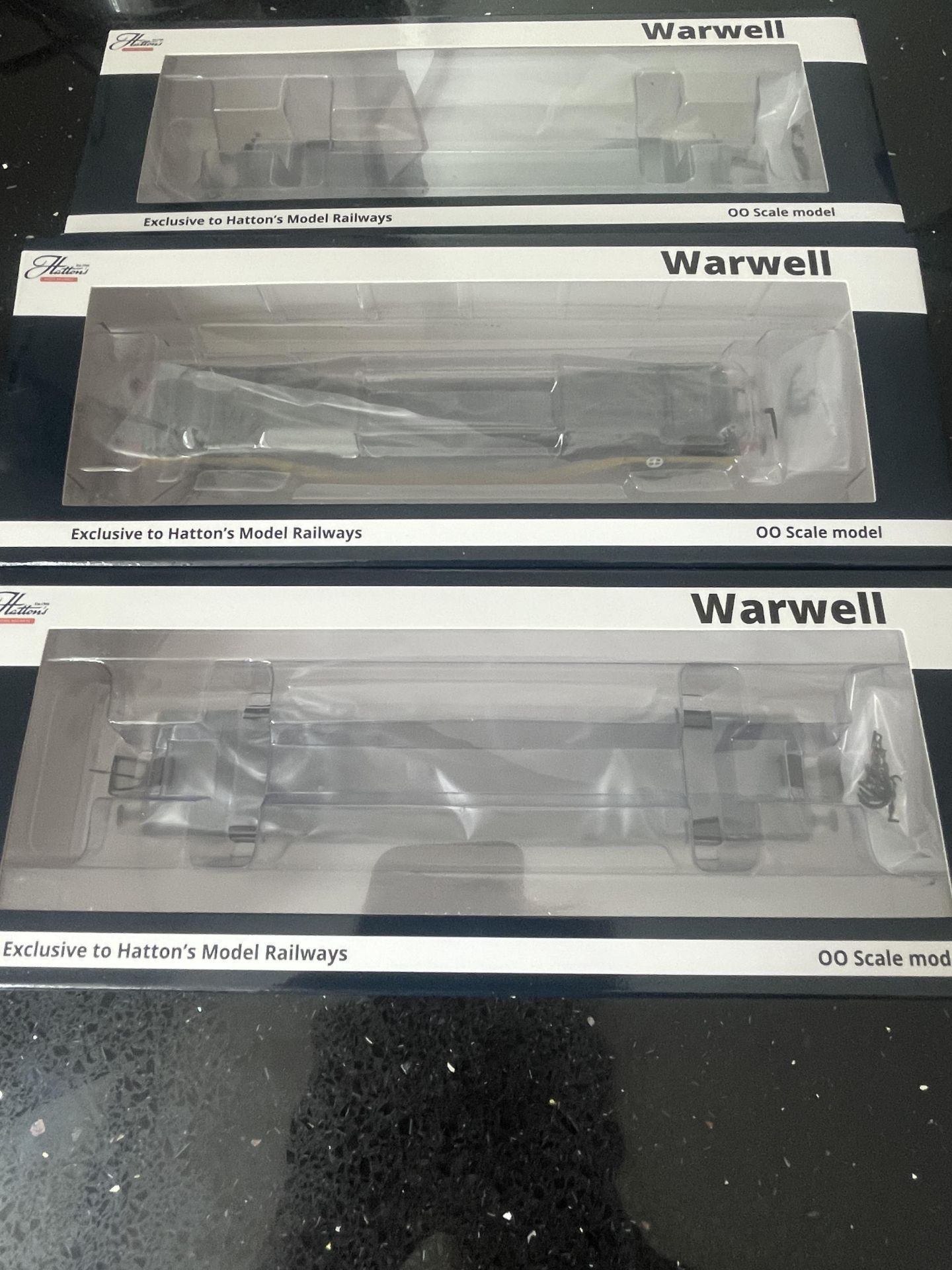 THREE BOXED WARWELL 00 GAUGE WAGONS 50T WITH DIAMOND FRAME BOGIES (EXCLUSIVE TO HATTONS MODEL