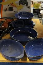 FIVE LARGE PIECES OF DENBY, BLUE, OVEN DISHES