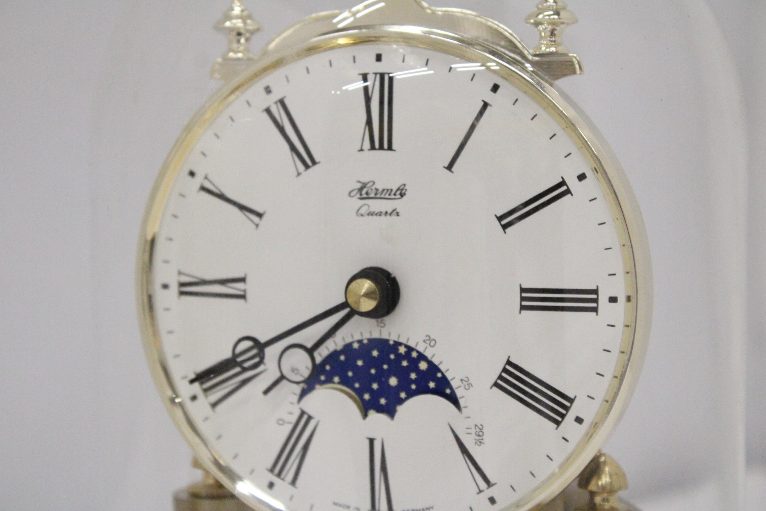 TWO BRASS ANNIVERSARY CLOCKS WITH GLASS DOMES - Image 5 of 6