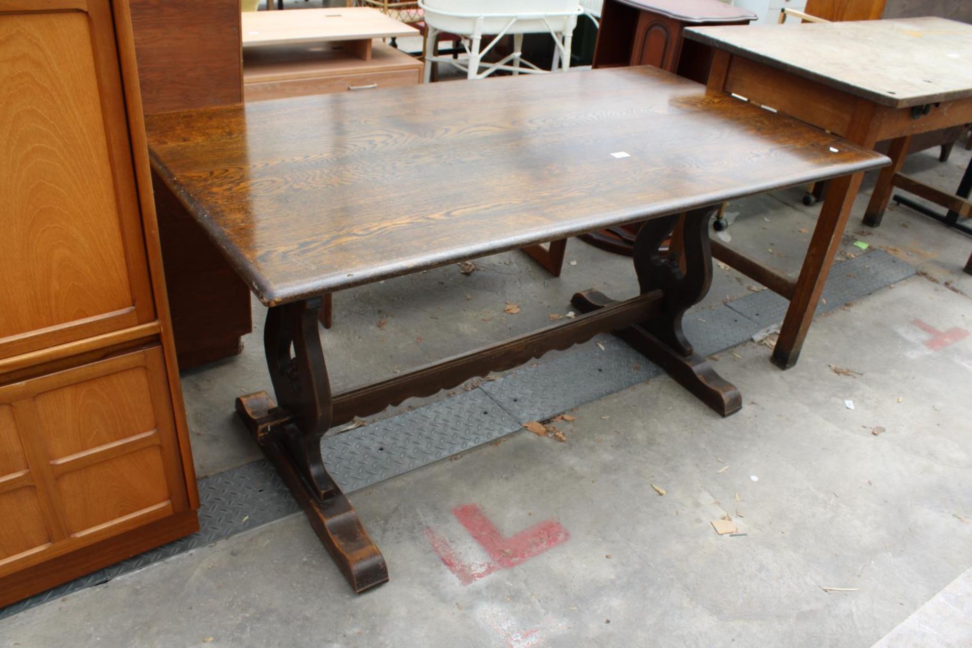 AN ERCOL STYLE REFECTORY TABLE, 60" X 32" - Image 2 of 3