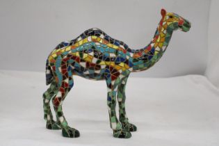 A HANDMADE SPANISH STONE CAMEL MOSAIC BY BARCINOS APPROXIMATELY 18CM HIGH