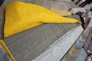 A BELIEVED AS NEW MADE IN TURKEY YELLOW SHAGGY RUG (370CM x 460CM)