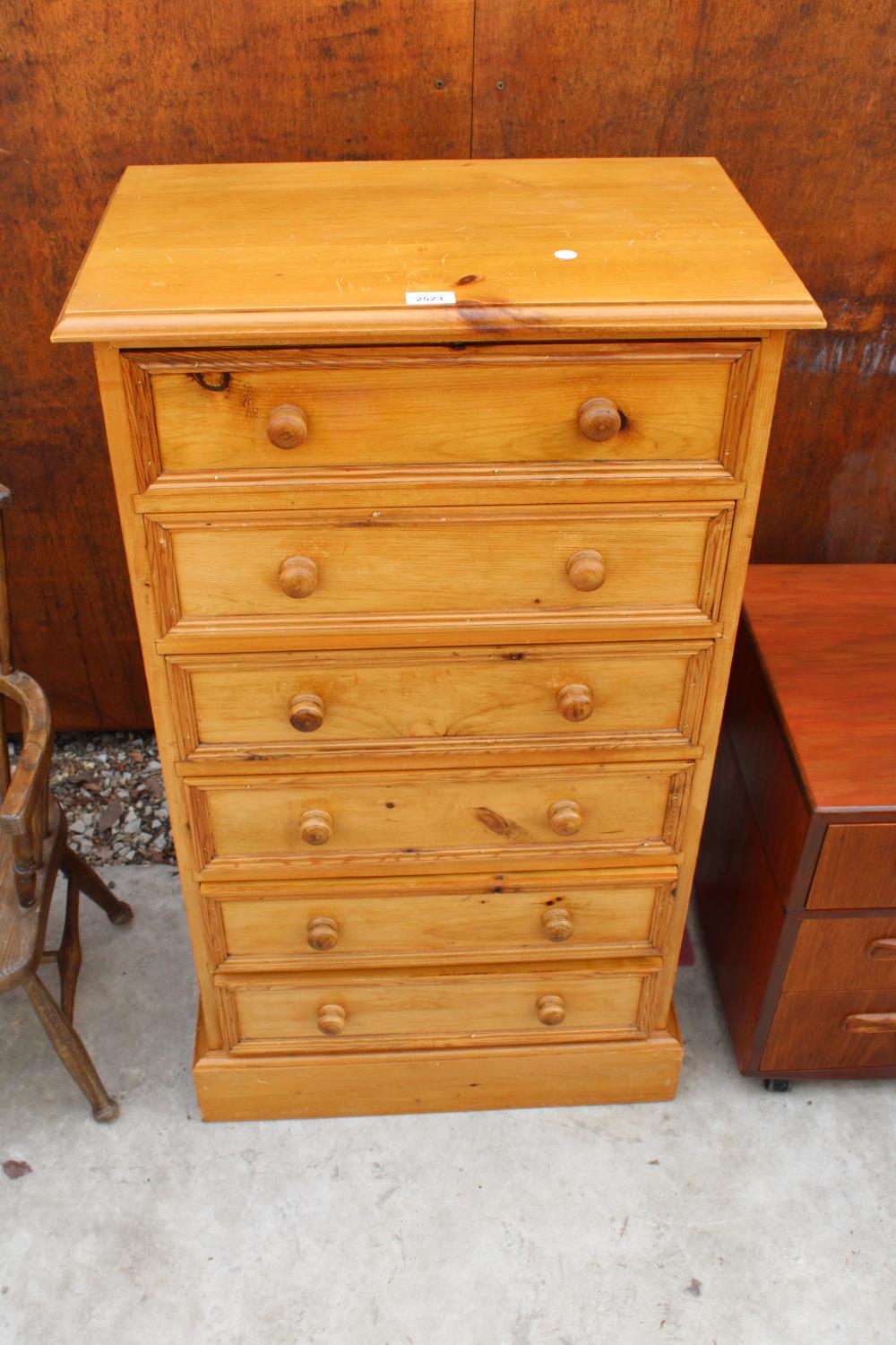 A PINE CHEST OF SIX DRAWERS 24" WIDE