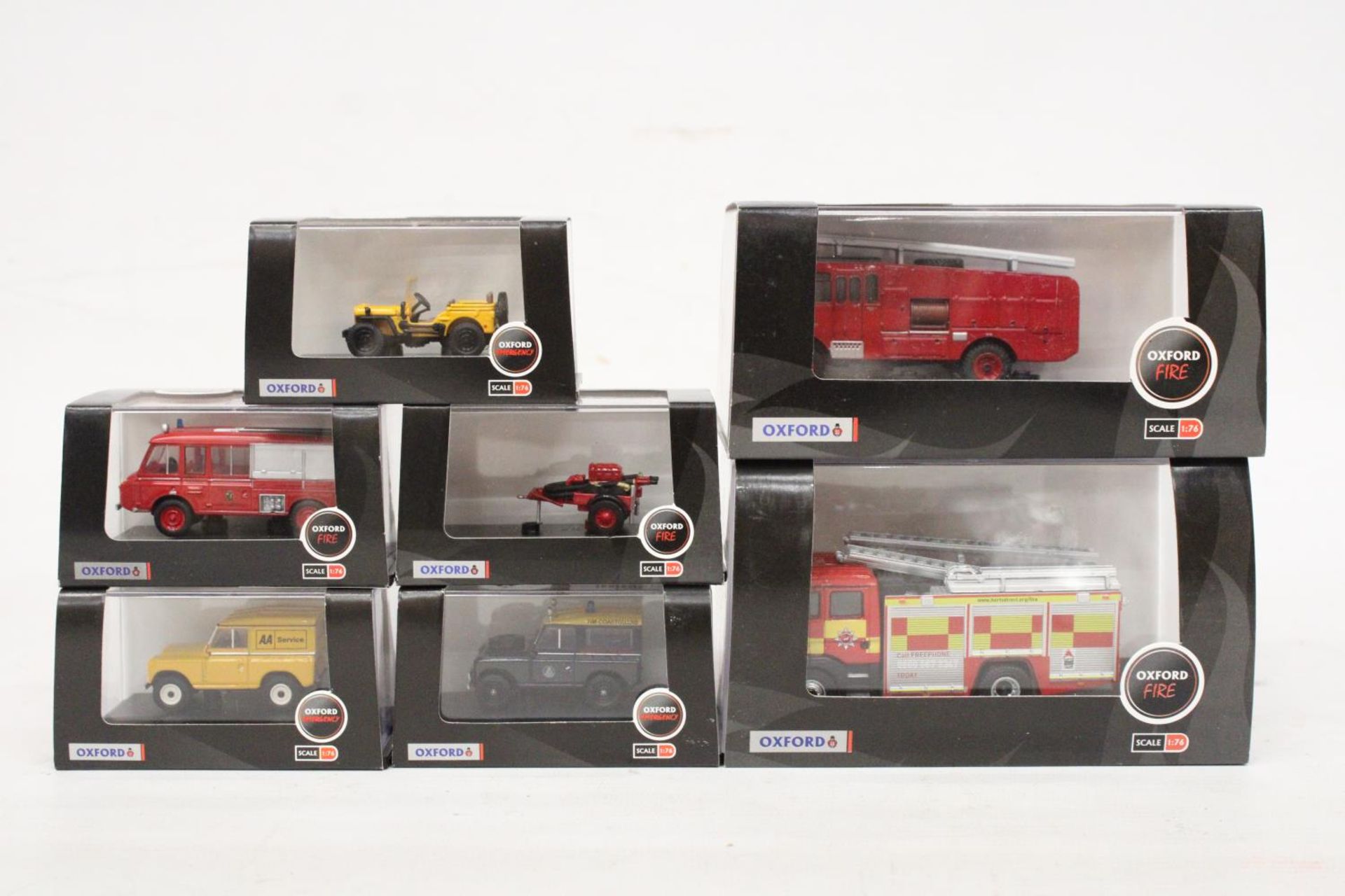 SEVEN AS NEW AND BOXED OXFORD EMERGENCY VEHICLES