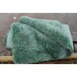 A BELIEVED AS NEW MADE IN INDIA GREEN SHAGGY RUG (201CM x201CM)