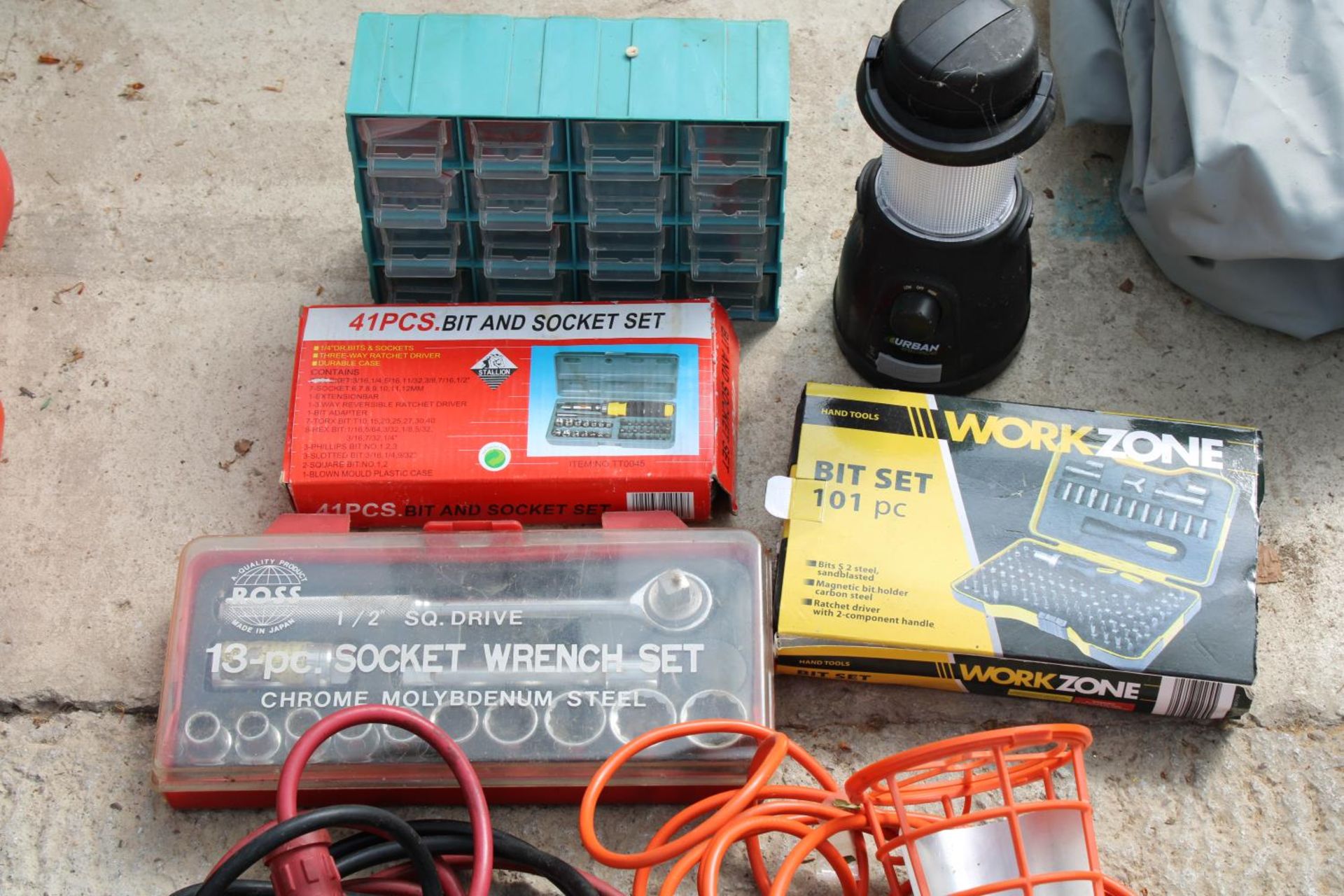 AN ASSORTMENT OF TOOLS TO INCLUDE JUMP LEADS, MOTORBIKE SPARES AND SOCKET SETS ETC - Image 2 of 4