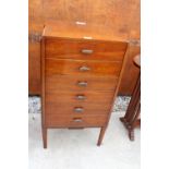 AN ART DECO MAHOGANY SIX DRAWER MUSIC CHEST